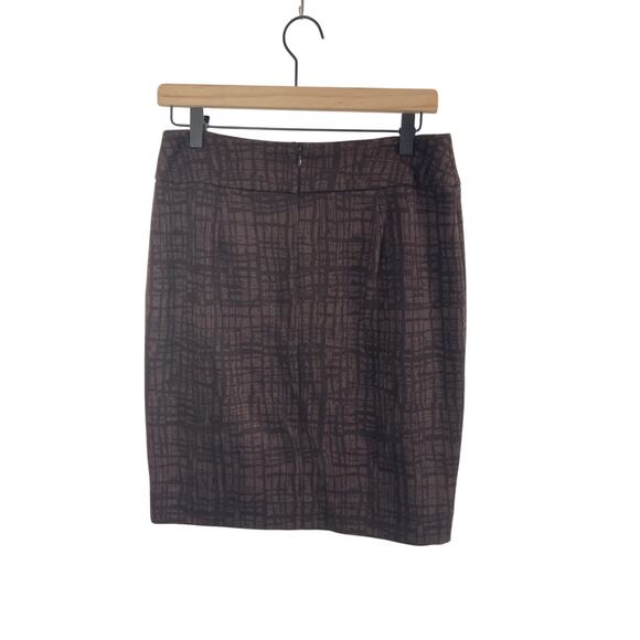 Halogen Brown Mixed Media Print Sz 4 Straight Pencil Printed Skirt - Picture 4 of 7